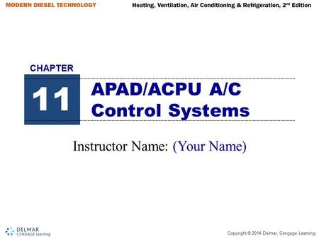 Copyright © 2014 Delmar, Cengage Learning APAD/ACPU A/C Control Systems Instructor Name: (Your Name) 11 CHAPTER.