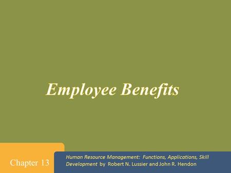 Employee Benefits Chapter 13