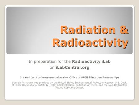 Radiation & Radioactivity