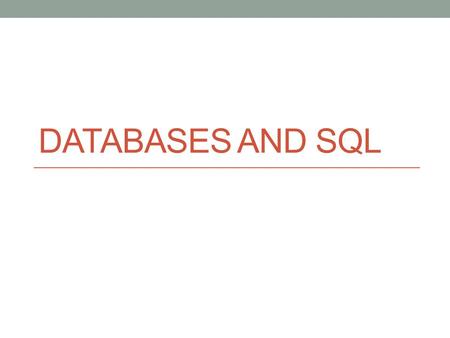 DATABASES AND SQL. Introduction Relation: Relation means table(data is arranged in rows and columns) Domain : A domain is a pool of values appearing in.