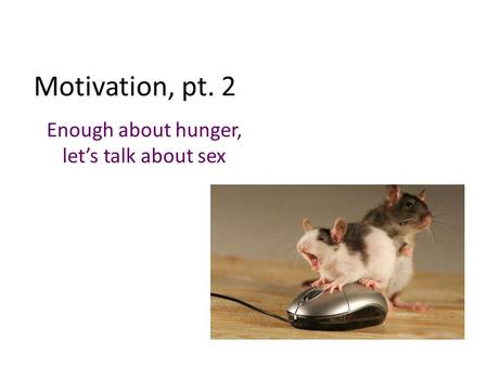 Motivation, pt. 2 Enough about hunger, let’s talk about sex.