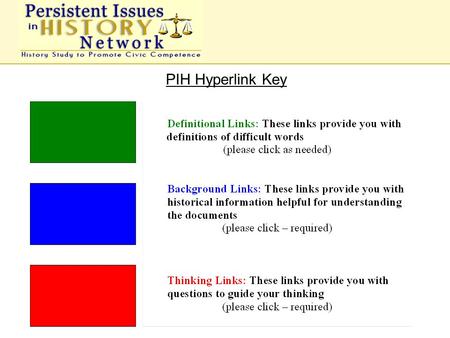PIH Hyperlink Key. Topic Five-B: Persuasive Presentation Imperialism.