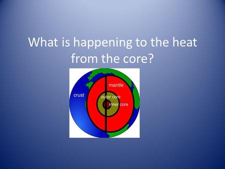 What is happening to the heat from the core?. 1. What are the 3 ways that heat is transferred? a. Radiation b. Conduction c. Convection.