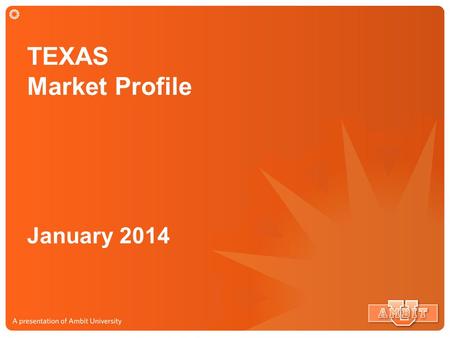 TEXAS Market Profile January 2014. TEXAS Market Market Size: $24 Billion Potential Market 7.1 Million Potential Customers.