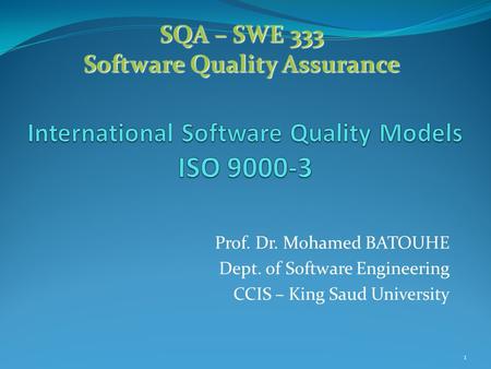 International Software Quality Models ISO