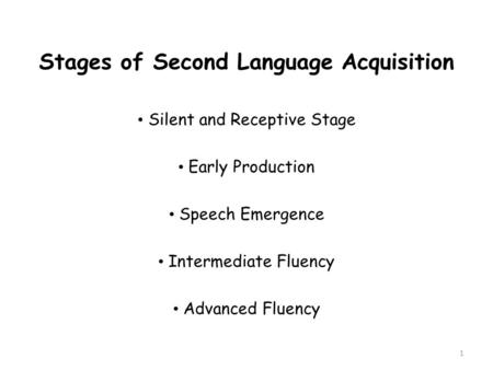 Stages of Second Language Acquisition