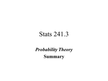 Probability Theory Summary
