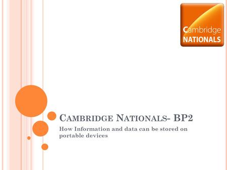 C AMBRIDGE N ATIONALS - BP2 How Information and data can be stored on portable devices.