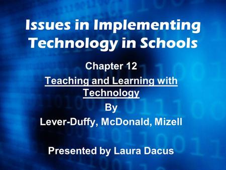 Issues in Implementing Technology in Schools