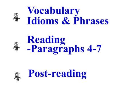 Vocabulary Idioms & Phrases Reading -Paragraphs 4-7 Post-reading.