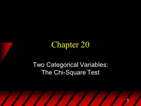 1 Chapter 20 Two Categorical Variables: The Chi-Square Test.