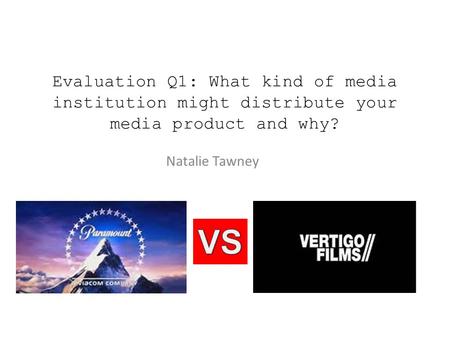 Evaluation Q1: What kind of media institution might distribute your media product and why? Natalie Tawney.