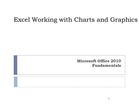 Excel Working with Charts and Graphics Microsoft Office 2010 Fundamentals 1.