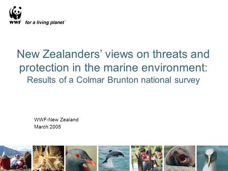 1 New Zealanders’ views on threats and protection in the marine environment: Results of a Colmar Brunton national survey WWF-New Zealand March 2005.