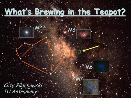 What’s Brewing in the Teapot? M7 M6 M8 M22 Caty Pilachowski IU Astronomy.