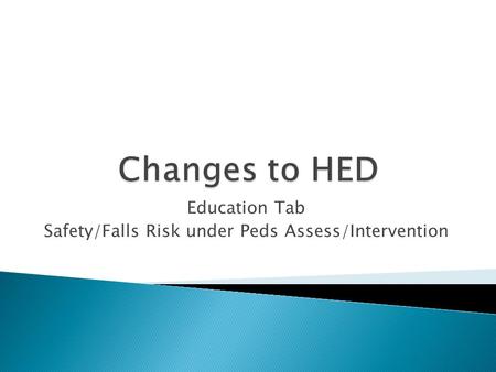 Education Tab Safety/Falls Risk under Peds Assess/Intervention.