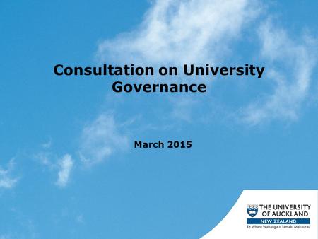 Consultation on University Governance March 2015.