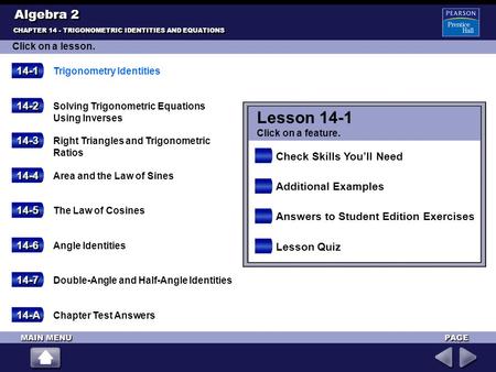 Lesson 14-1 Algebra Check Skills You’ll Need 14-4