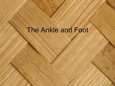 The Ankle and Foot. STRUCTURE AND FUNCTION OF THE ANKLE AND FOOT Bones of the ankle The distal tibia and fibula 7 tarsal 5 metatarsals 14 phalanges.