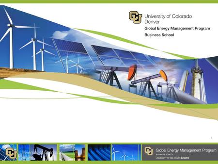 1. Fundamentals of Global Energy Business Michael J. Orlando University of Colorado - Denver Week 2: Supply of Energy video 6: Market Equilibrium.