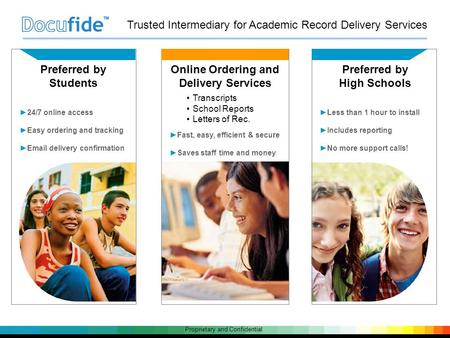 Proprietary and Confidential Preferred by Students ►24/7 online access ►Easy ordering and tracking ►Email delivery confirmation Online Ordering and Delivery.