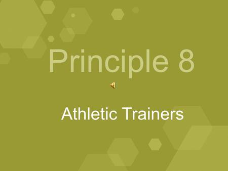 Principle 8 Athletic Trainers. January, 2009 A model Division II athletics program shall feature an adequate number of certified athletic trainers (per.