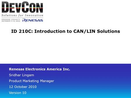 ID 210C: Introduction to CAN/LIN Solutions