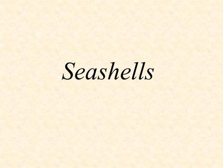 Seashells. This presentation presents a method for modeling seashells. Why seashells you ask ? Two main reasons : The beauty of shells invites us to construct.