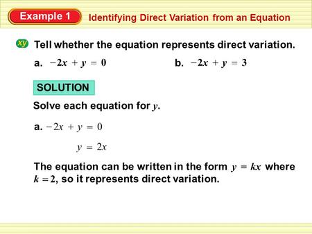 Tell whether the equation represents direct variation.