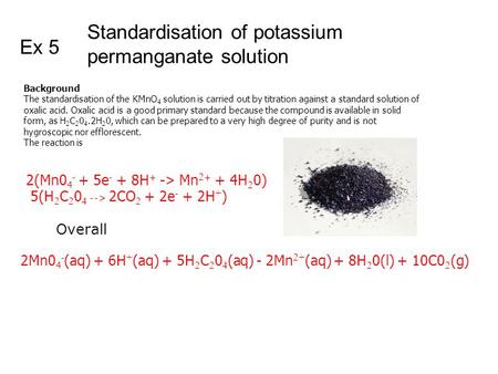 Standardisation of potassium permanganate solution Ex 5