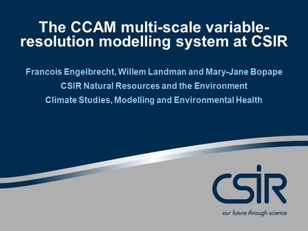 The CCAM multi-scale variable-resolution modelling system at CSIR