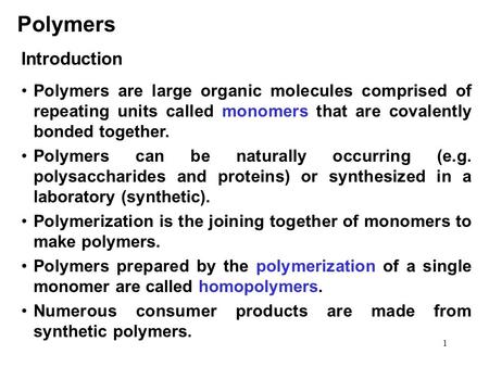 Polymers Introduction