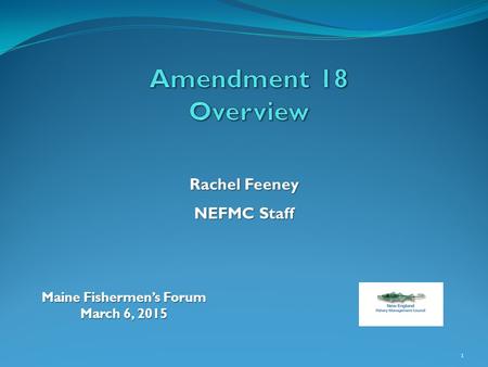 Rachel Feeney NEFMC Staff 1 Maine Fishermen’s Forum March 6, 2015.