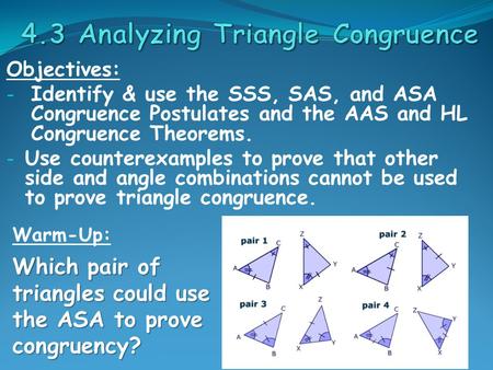 4.3 Analyzing Triangle Congruence