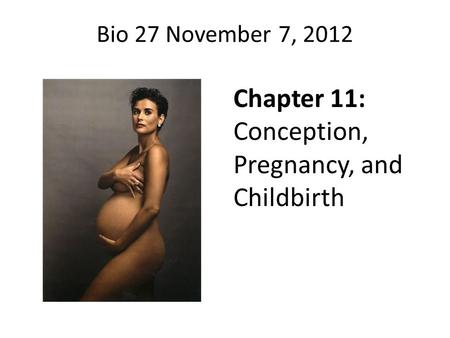 Bio 27 November 7, 2012 Chapter 11: Conception, Pregnancy, and Childbirth.