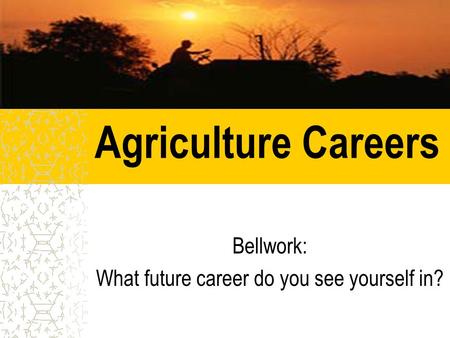 Agriculture Careers Bellwork: What future career do you see yourself in?
