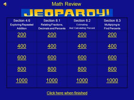 Math Review Click here when finished Section 4.6