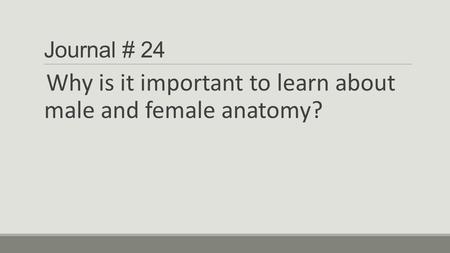 Why is it important to learn about male and female anatomy?