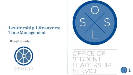 Leadership Lifesavers: Time Management Brought to you by: Title Slide 1.