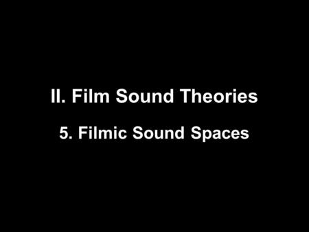 II. Film Sound Theories 5. Filmic Sound Spaces. Sound Theory Sound Practice Edited by Rick Altman (1992) With essays by James Lastra, Michel Chion, and.