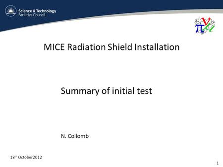 MICE Radiation Shield Installation 1 18 th October2012 Summary of initial test N. Collomb.
