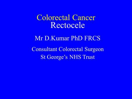 Consultant Colorectal Surgeon
