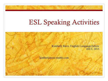 ESL Speaking Activities