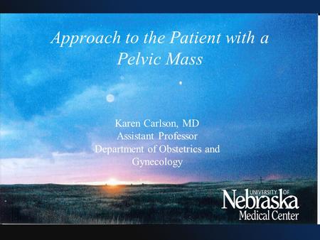 Approach to the Patient with a Pelvic Mass Karen Carlson, MD Assistant Professor Department of Obstetrics and Gynecology.