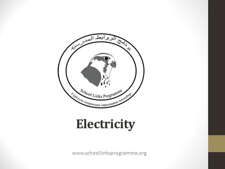 Electricity www.schoollinksprogramme.org. Electricity is energy We use energy to heat and cool our homes. for lights and appliances. run cars, planes,