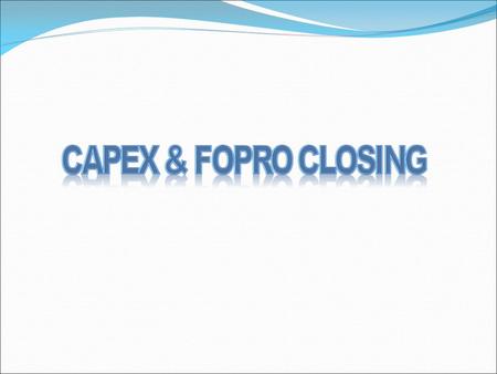 Closing of cApex10 & Fopro10 NOTE: Trial balance should be tallied before closing.  Step1: Check free Disk space on Drive where Oracle is Installed.
