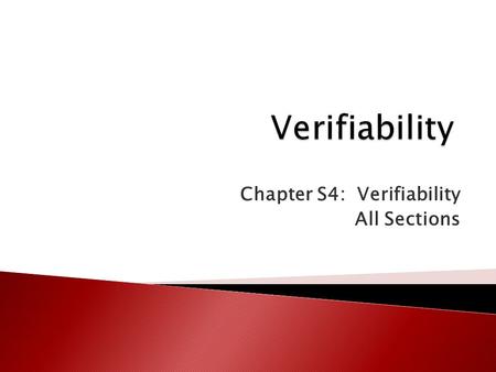 Chapter S4: Verifiability All Sections. Security Today’s Topic Information Quality IS Basics E-commerce AccessExcel PowerPoint Types of IS Systems Development.