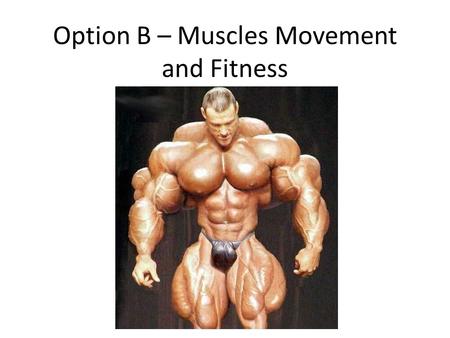 Option B – Muscles Movement and Fitness. B1 - Muscles and movement B.1.1 State the roles of bones, ligaments, muscles, tendons and nerves in human movement.