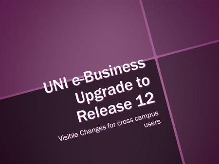 UNI e-Business Upgrade to Release 12 Visible Changes for cross campus users.