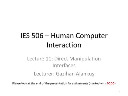 IES 506 – Human Computer Interaction